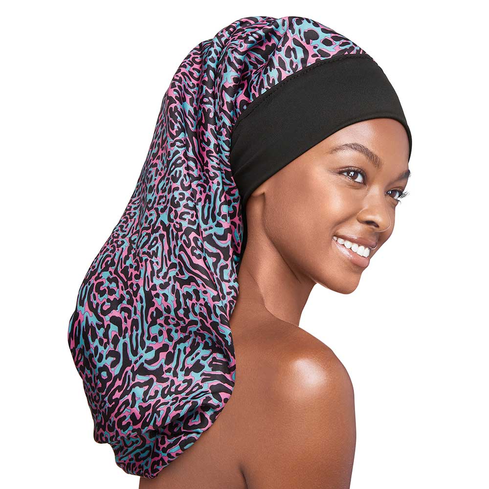 WIDE EDGE SILKY BRAID BONNET LEOPARD