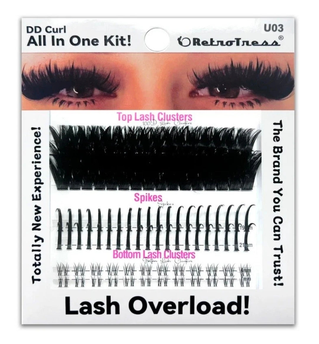 lash and spikes ALL IN ONE KIT 3 IN 1 BOX Lashes Extension Clusters Kit