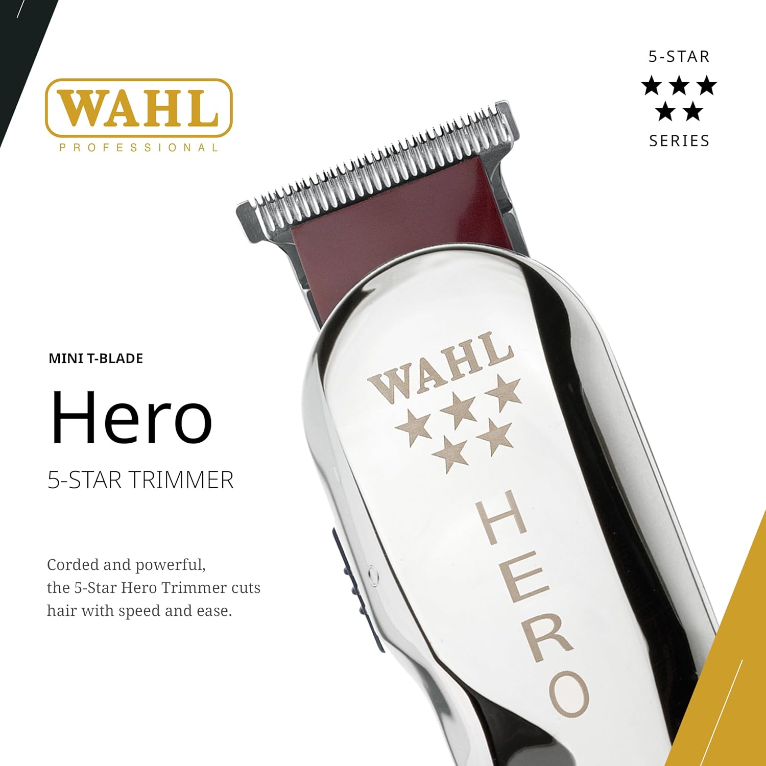 Wahl Professional 5 Star Hero Trimmer, Corded, Adjustable T-Blade