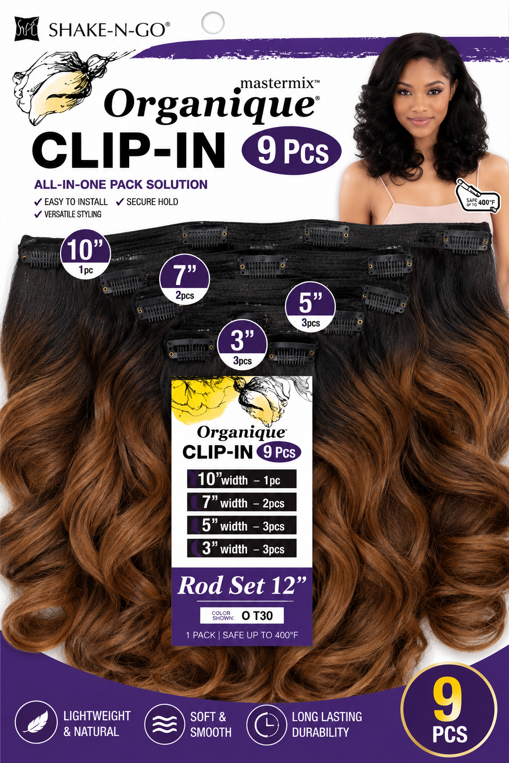 OG ROD SET 12 ORGANIQUE 9PCS CLIP-IN - 2