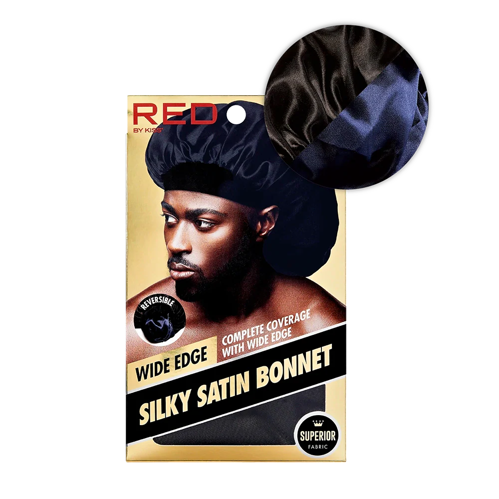 Men's Silky Satin Bonnet – Regular & Braid Size One Size Fits All Black