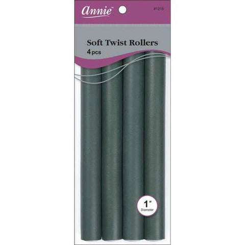 1215-ANNIE SOFT TWIST ROLLERS 10IN 4CT DARK GREEN