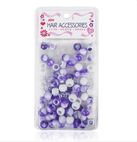 Joy Round Hair Beads X-Large, Purple Two Tone Mix