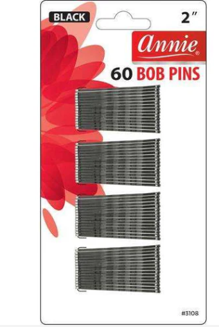 Annie Bob Pins Crimped 2 Inch, 60 Count, Black