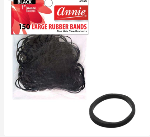 Annie Hair Rubber Bands Large 26mm, 150 Count, Black