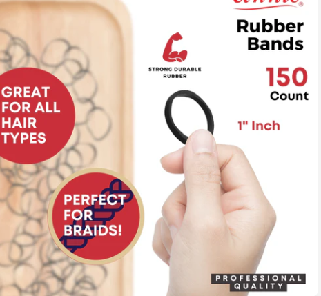 Annie Hair Rubber Bands Large 26mm, 150 Count, Black