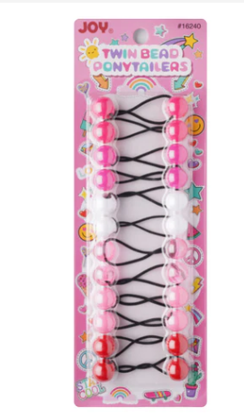 Joy Twin Beads Ponytailer 16mm, 12 Count, Assorted Color