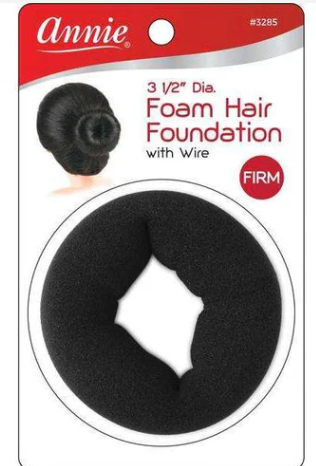Annie Wired Foam Hair Bun 3 1/2 Inch, 1 Count, Black