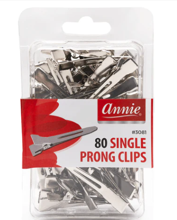 Annie Single Prong Metal Hair Clips, 80 Count, Silver