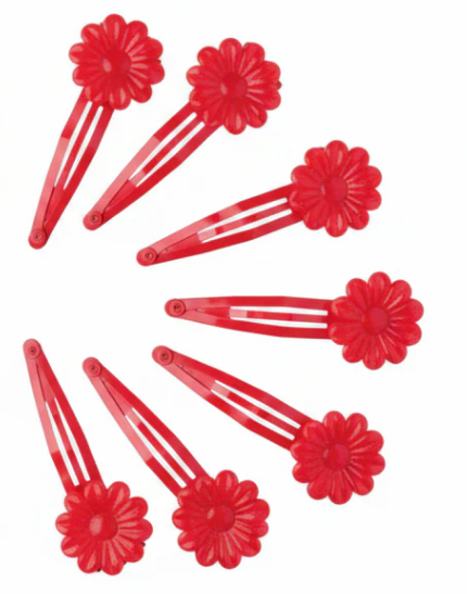 Joy Daisy Hair Barrettes, 10 Count, Red