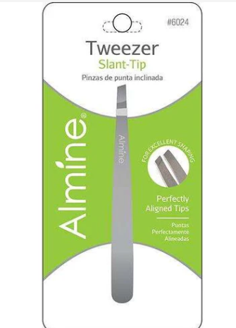 Almine Tweezers Slant Tip Satin Finish