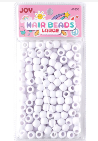 Joy Round Hair Beads Large, 60 Count, White