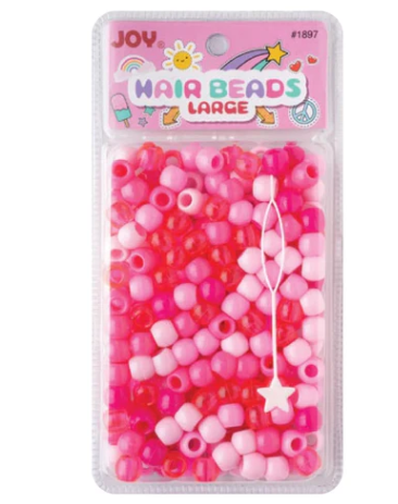 Joy Round Hair Beads Large, 240 Count, Pink Assorted