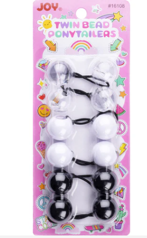 Joy Twin Beads Ponytailers 6Ct Assorted