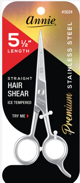 Annie Ice Tempered Stainless Steel Hair Shears 5.5 Inch, 1 Count, Silver