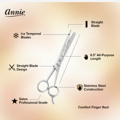 Annie Ice Tempered Stainless Steel Hair Shears 6.5 Inch, 1 Count, Silve