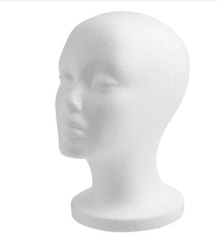 Annie Polystyrene Foam Wig Head Tall 10.5 Inch, 1 Count, White