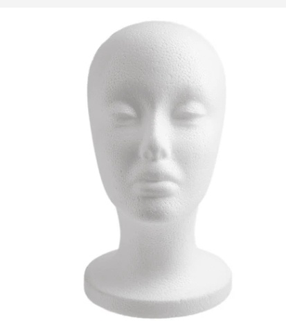 Annie Polystyrene Foam Wig Head Tall 10.5 Inch, 1 Count, White