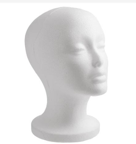 Annie Polystyrene Foam Wig Head Tall 10.5 Inch, 1 Count, White