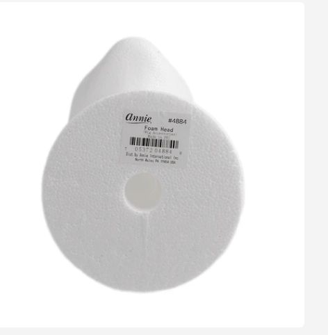 Annie Polystyrene Foam Wig Head Tall 10.5 Inch, 1 Count, White