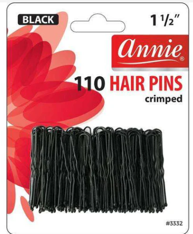 Annie Hair Pins Crimped 1 1/2 Inch, 110 Count, Black