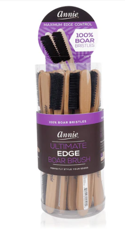 Annie Ultimate Edge Brush 100% Boar Bristle Jar, 24 Count, Light Brown