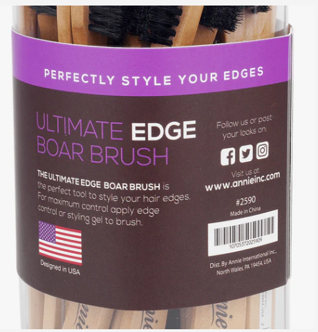 Annie Ultimate Edge Brush 100% Boar Bristle Jar, 24 Count, Light Brown