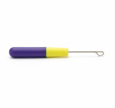 Annie Jumbo Latch Hook Hair Weaving Tool 6mm, 1 Count, Yellow & Purple