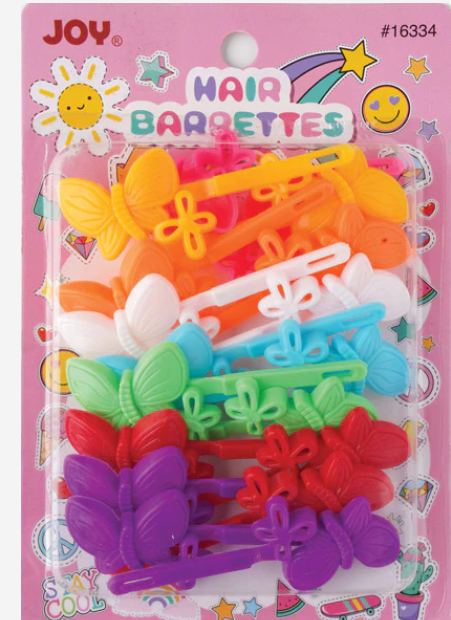 Joy Butterfly Hair Barrettes, 10 Count, Assorted Colors