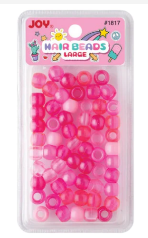 Joy Round Hair Beads Large, 60 Count, Pink Clear Asst