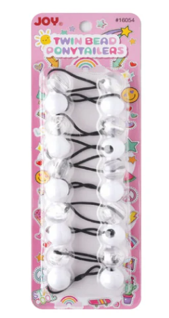 Joy Twin Beads Ponytailers 10Ct White & Clea