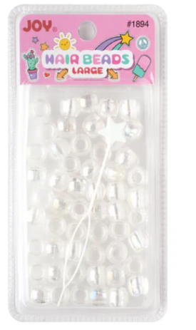 Joy Round Hair Beads Large, 50 Count, Clear