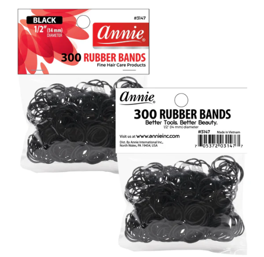 3147-ANNIE RUBBER BANDS 300CT BLACK