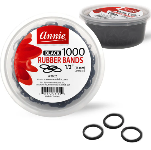 3162-ANNIE RUBBER BANDS 1000CT BLACK