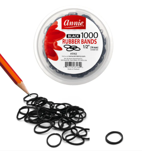 3162-ANNIE RUBBER BANDS 1000CT BLACK