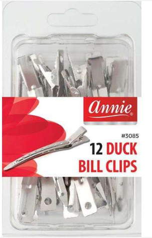 Annie Duck Bill Metal Hair Clips, 12 Count, Silver