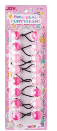 Joy Twin Beads Ponytailers 20mm, 8 Count, Two Tone Pink