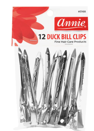 Annie Duck Bill Metal Hair Clips 12cm, 12 Count, Silver