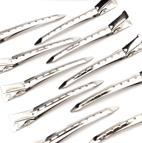 Annie Duck Bill Metal Hair Clips 12cm, 12 Count, Silver