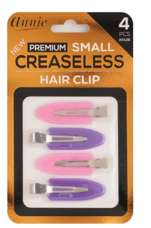 Annie Premium Creaseless Hair Clips Small, 4 Count, Purple & Pink