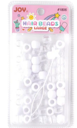 Joy Round Hair Beads Large, 60 Count, White and Clear  Add to cart