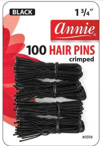 Annie Hair Pins Crimped 1 3/4 Inch, 100 Count, Black