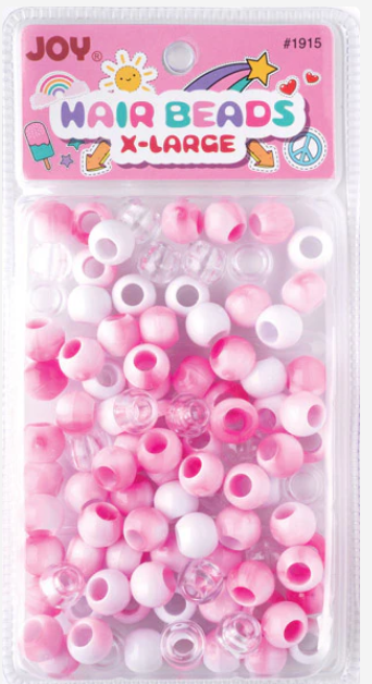 Joy Round Hair Beads X-Large, Pink Two Tone Mix