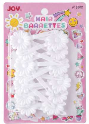 Joy Daisy Hair Barrettes , 10 Count, White
