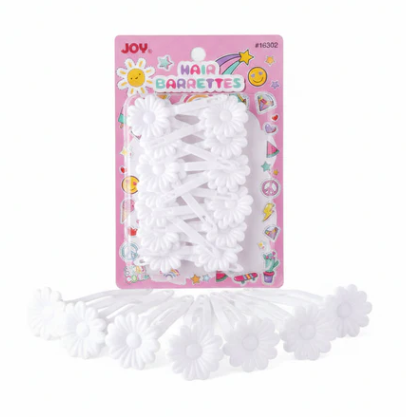 Joy Daisy Hair Barrettes , 10 Count, White