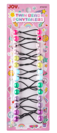 Joy Twin Bead Ponytailers 12mm, 14 Count, Assorted Color