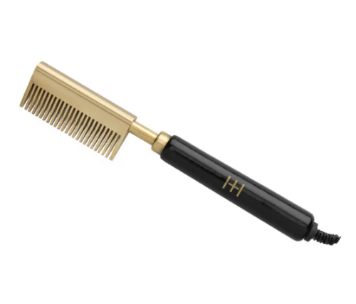 Hot & Hotter Electric Straightening Comb Medium Straight Teeth, 1 Count, Black & Gold