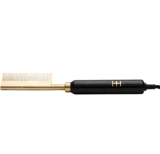 Hot & Hotter Electric Straightening Comb Medium Straight Teeth, 1 Count, Black & Gold