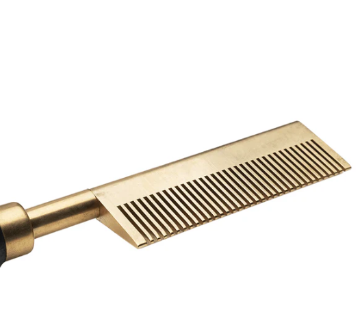 Hot & Hotter Electric Straightening Comb Medium Straight Teeth, 1 Count, Black & Gold