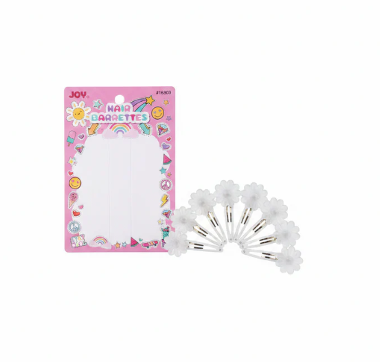 Joy Daisy Hair Barrettes, 10 Count, Frosted Clear